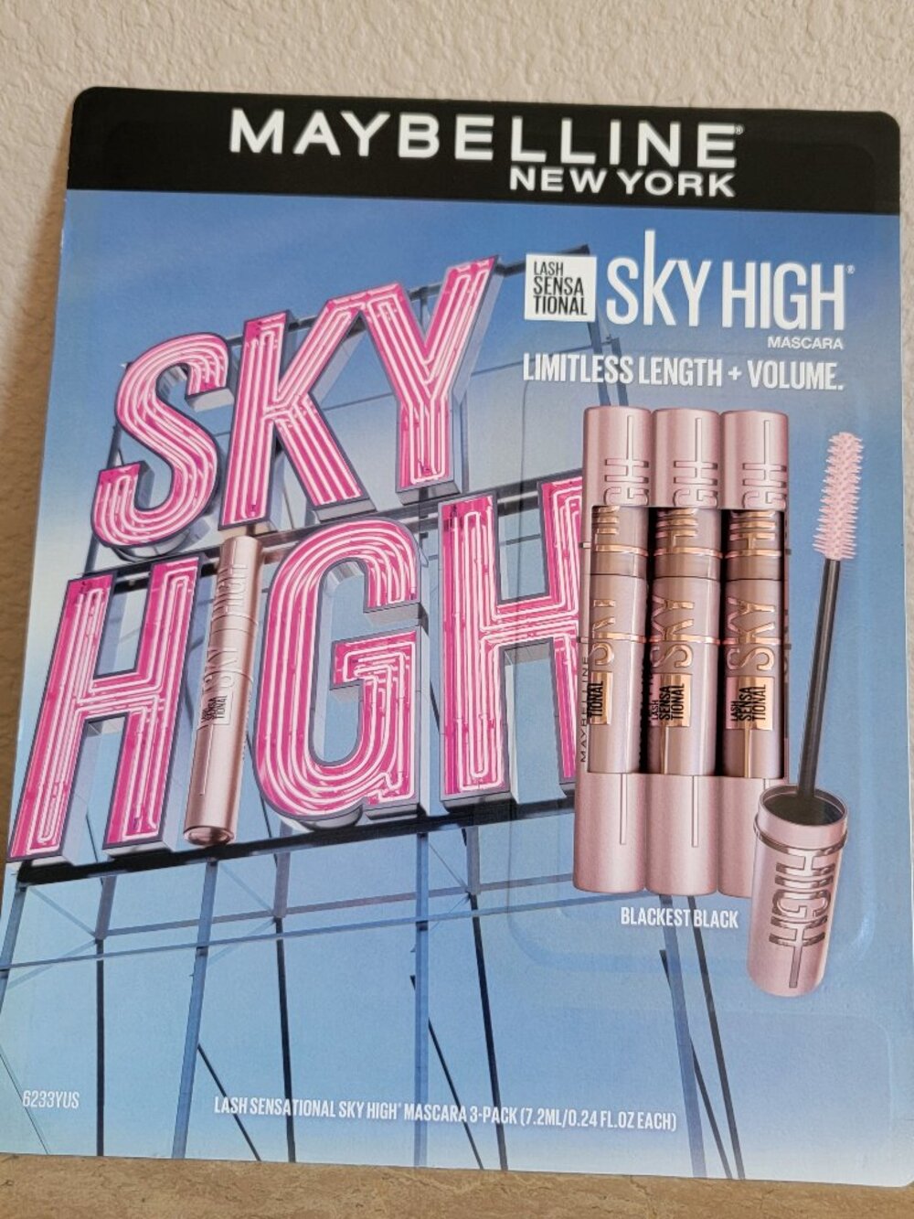 Maybelline Sky High Mascara Blackest Black Lash Sensational 3 Piece Set NEW